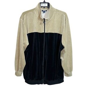 Kingsize Velour Track Jacket Men’s Size 2XL Tan Black Long Sleeve Casual
